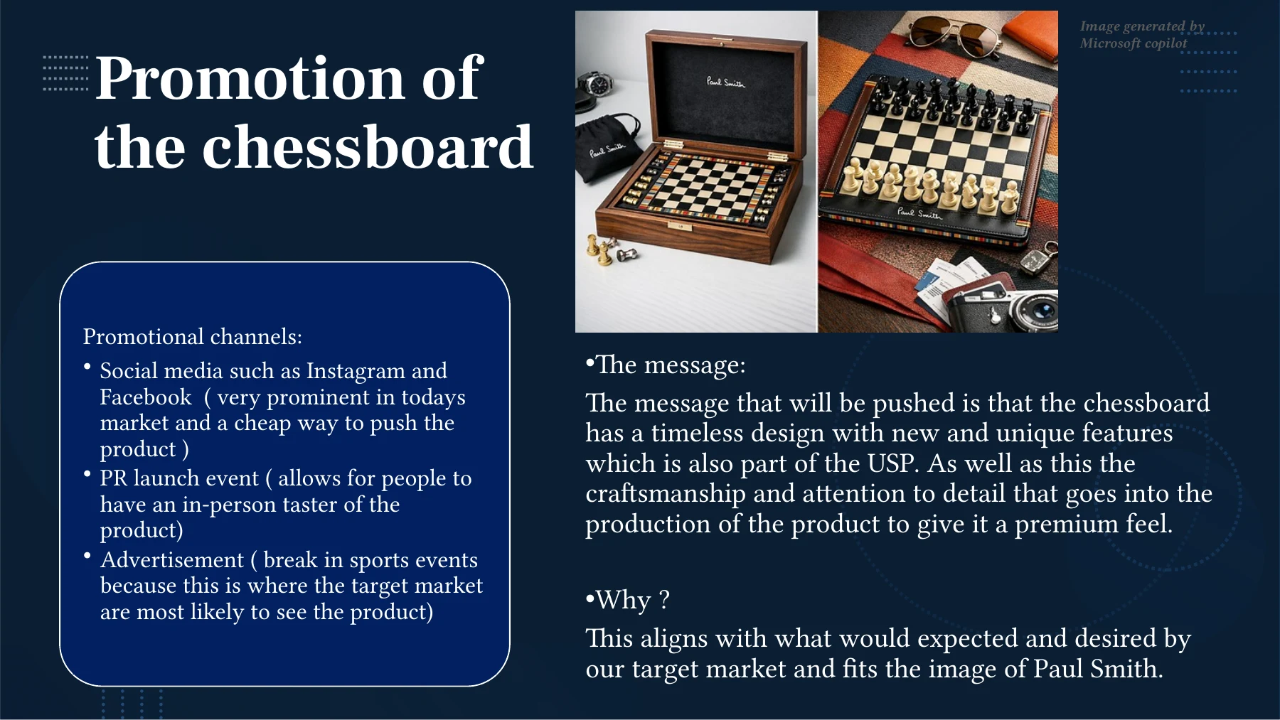 Original slide 9: Promotion proposal. Academic group proposal.