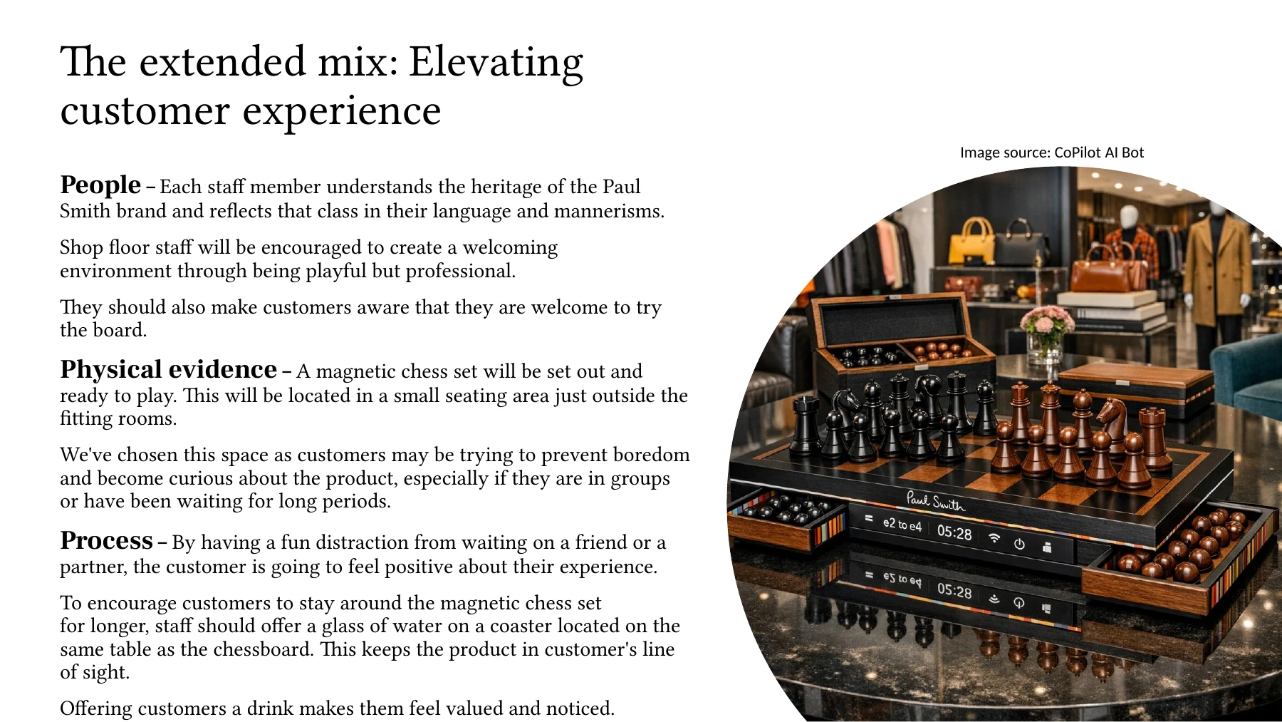 Original slide 10: The extended marketing mix. Academic group proposal.