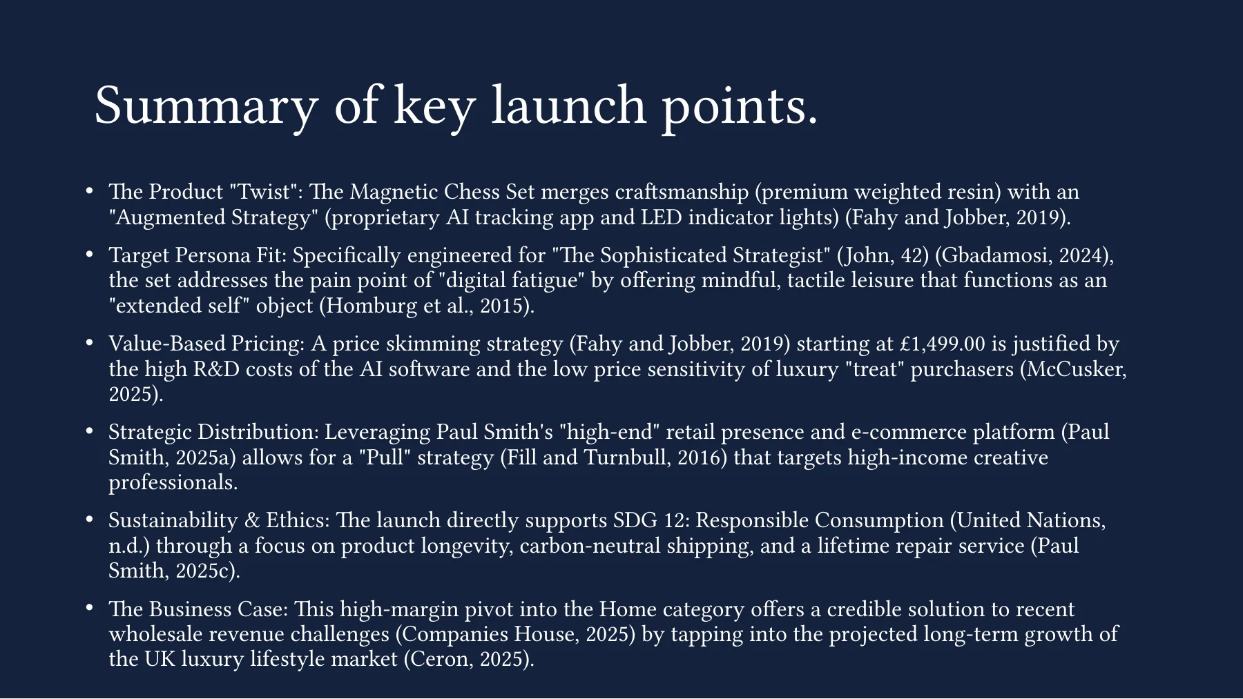 Original slide 12: Summary of the launch proposal. Academic group proposal.